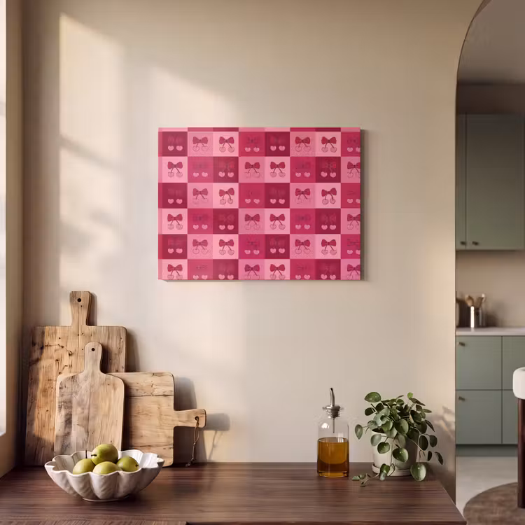 Kersen - Strikjes - Speels - Roze - Bordeaux PET vilt klein 837 -sfeer2