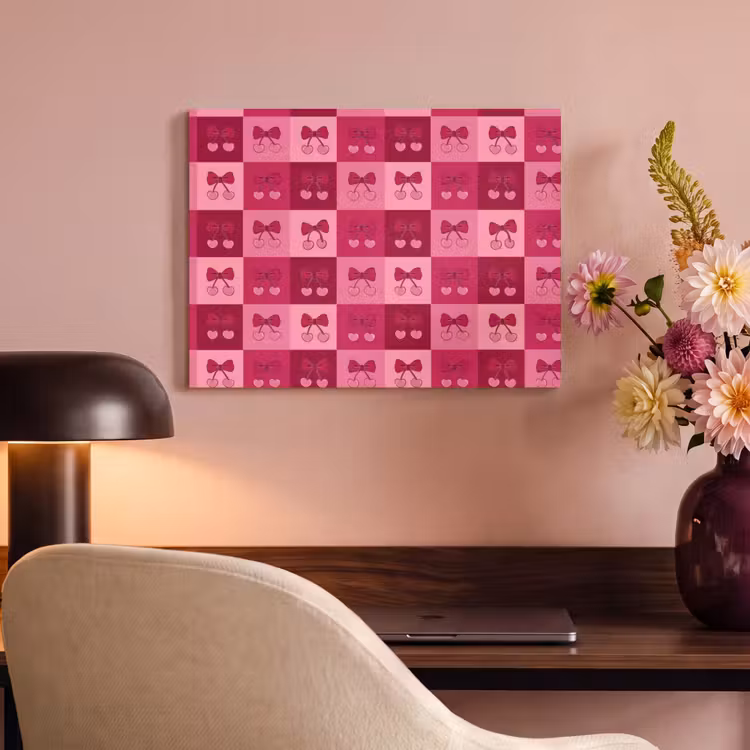 Kersen - Strikjes - Speels - Roze - Bordeaux PET vilt klein 837 -sfeer3