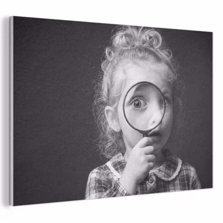 Kind - Vergrootglas - Portret - Zwart-wit PET vilt klein -3d