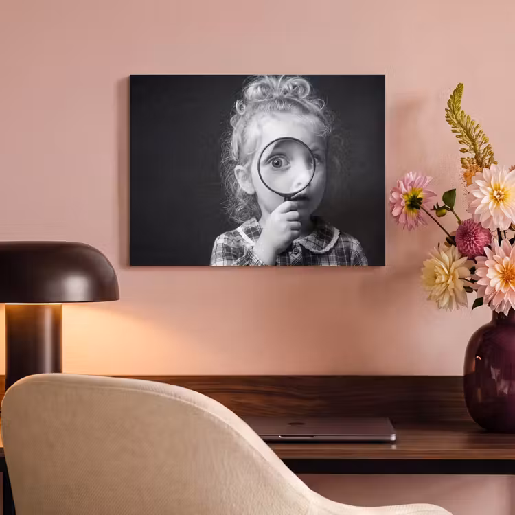 Kind - Vergrootglas - Portret - Zwart-wit PET vilt klein -sfeer3