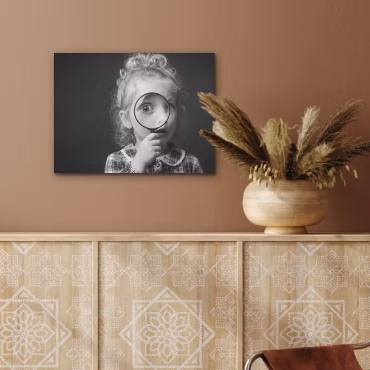 Kind - Vergrootglas - Portret - Zwart-wit PET vilt klein -sfeer4