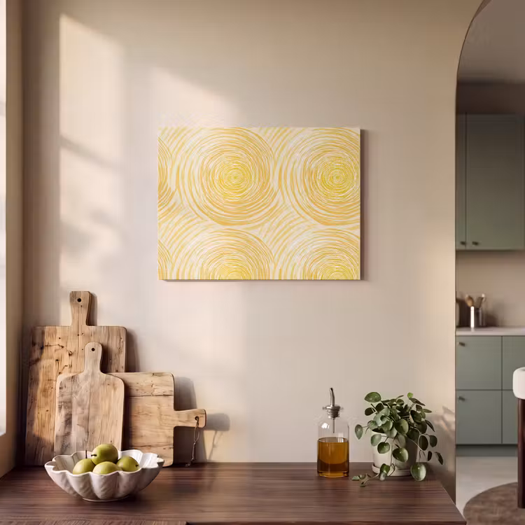 Cirkels - Abstract - Artistiek - Geel PET vilt klein 837 -sfeer2