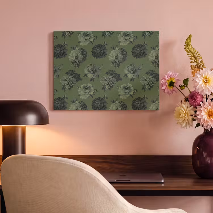 Klassiek - botanisch - olijfgroen - bloemen PET vilt klein 837 -sfeer3