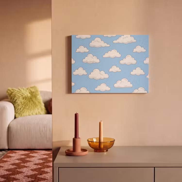 Wolk - Cartoon - Lucht - Blauw - Wit PET vilt klein -sfeer1
