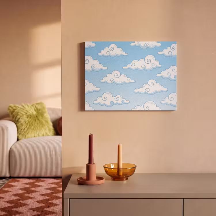 Wolk - Lucht - Cartoon - Blauw - Wit PET vilt klein -sfeer1