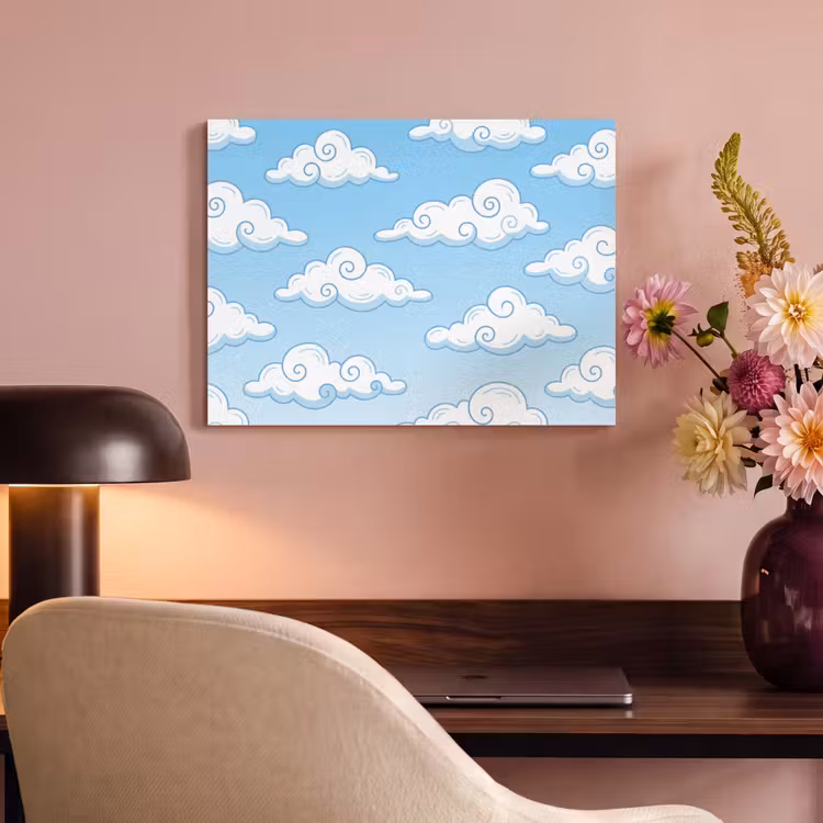 Wolk - Lucht - Cartoon - Blauw - Wit PET vilt klein -sfeer3