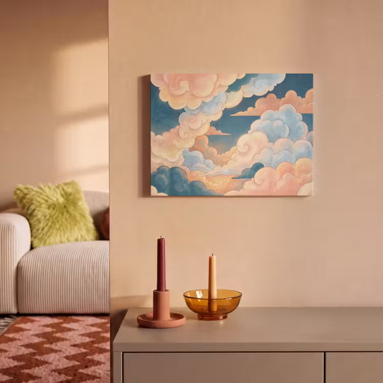 Wolk - Lucht - Natuur - Illustratief - Oranje PET vilt klein -sfeer1