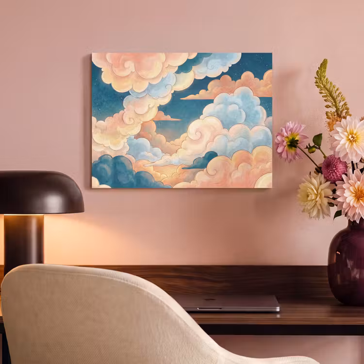 Wolk - Lucht - Natuur - Illustratief - Oranje PET vilt klein -sfeer3