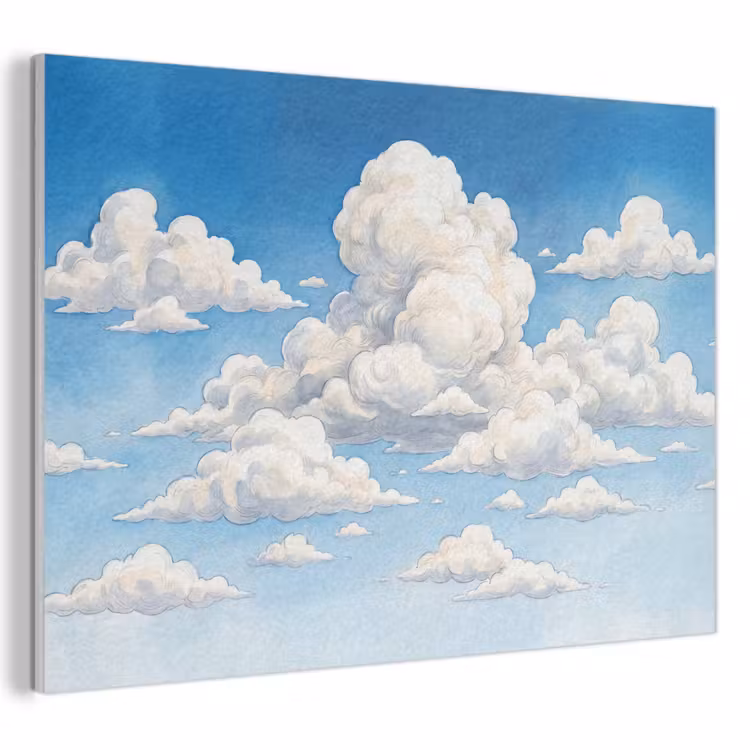 Wolken - Blauwe lucht - Natuur - Modern - Wit PET vilt klein -3d