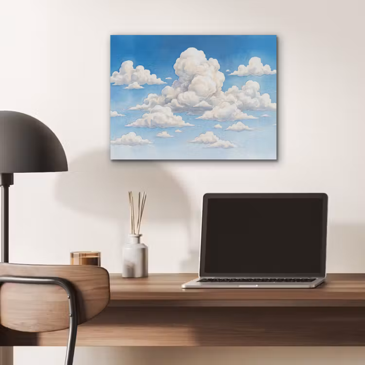 Wolken - Blauwe lucht - Natuur - Modern - Wit PET vilt klein -sfeer5