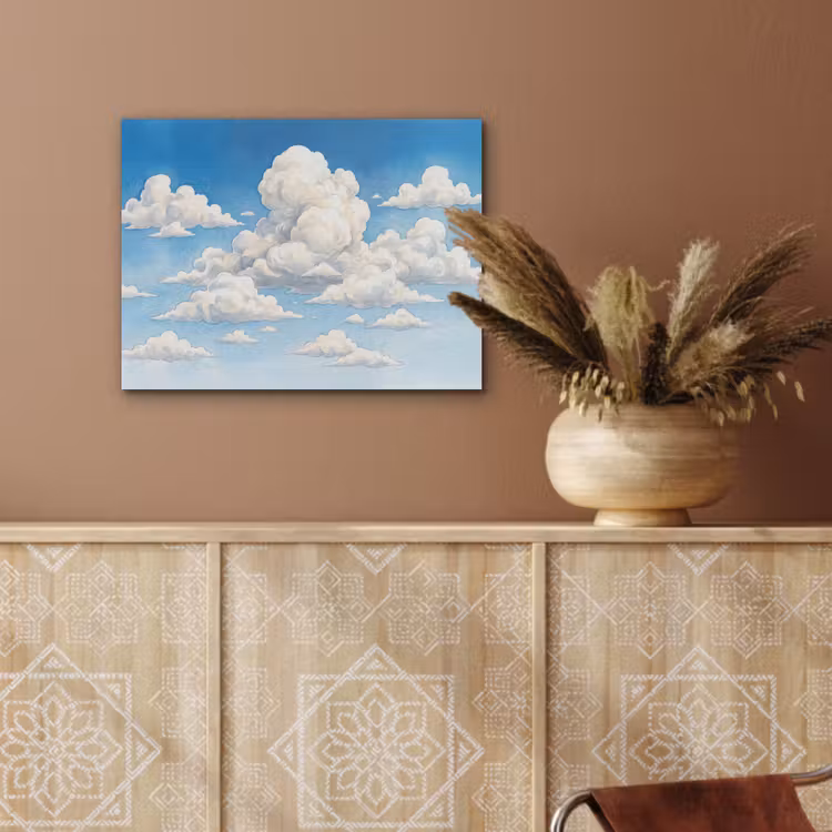 Wolken - Blauwe lucht - Natuur - Modern - Wit PET vilt klein -sfeer4