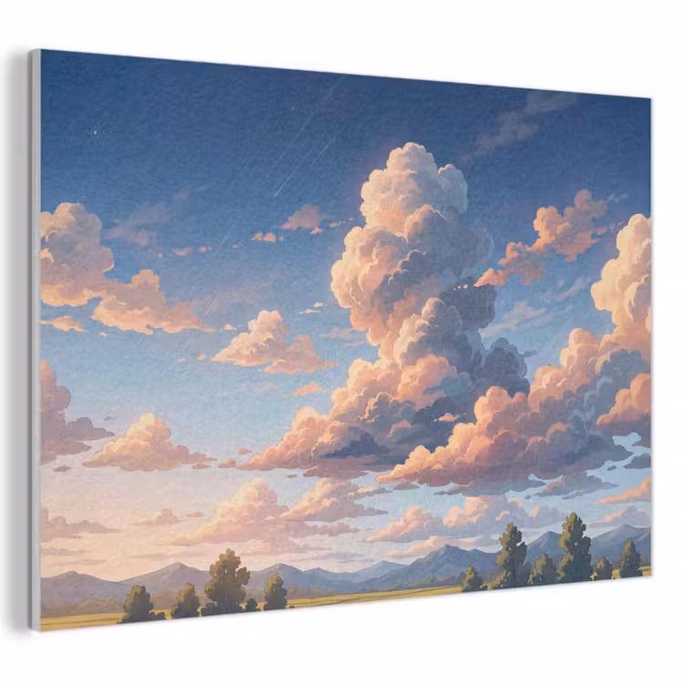 Wolken - Daghemel - Natuur - Illustratie - Oranje PET vilt klein -3d