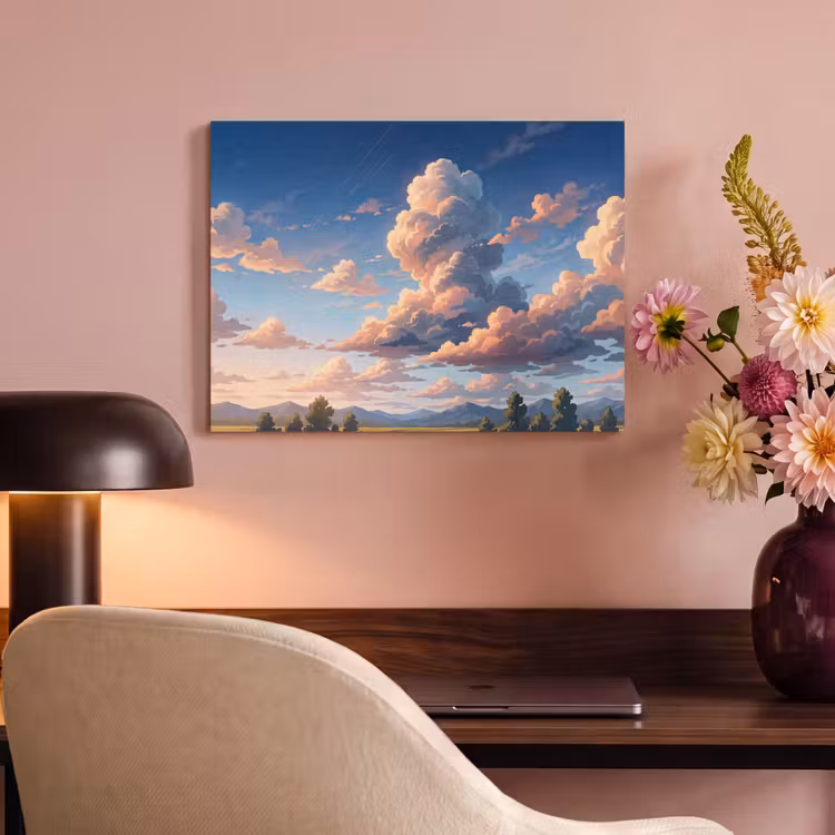 Wolken - Daghemel - Natuur - Illustratie - Oranje PET vilt klein -sfeer3