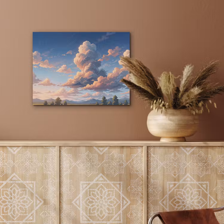 Wolken - Daghemel - Natuur - Illustratie - Oranje PET vilt klein -sfeer4