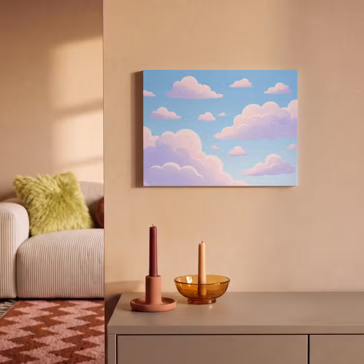 Wolken - Roze - Blauw - Natuur - Modern PET vilt klein -sfeer1