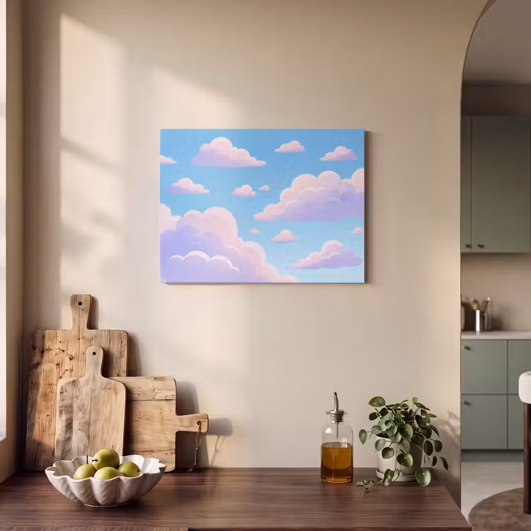 Wolken - Roze - Blauw - Natuur - Modern PET vilt klein -sfeer2