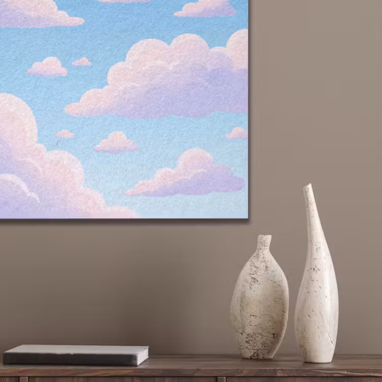 Wolken - Roze - Blauw - Natuur - Modern PET vilt klein -sfeer6_closeup