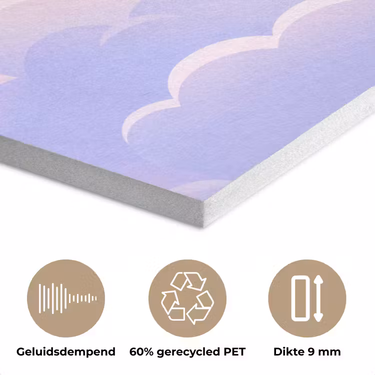 Wolken - Roze - Blauw - Natuur - Modern PET vilt klein -closeup_NL
