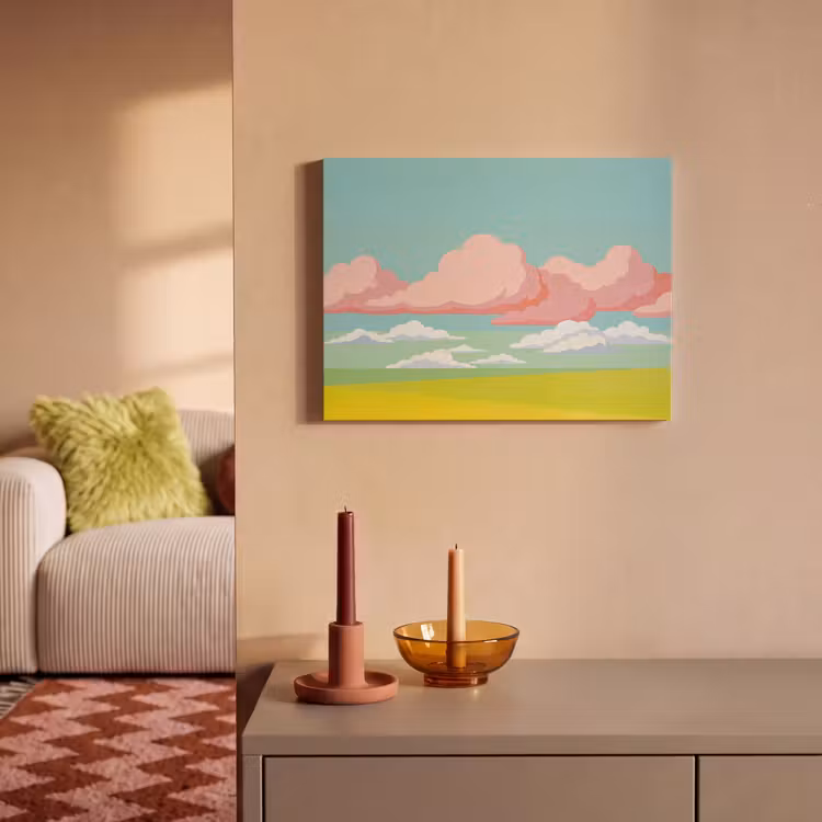 Wolken - Roze - Natuur - Modern - Pastel PET vilt klein -sfeer1