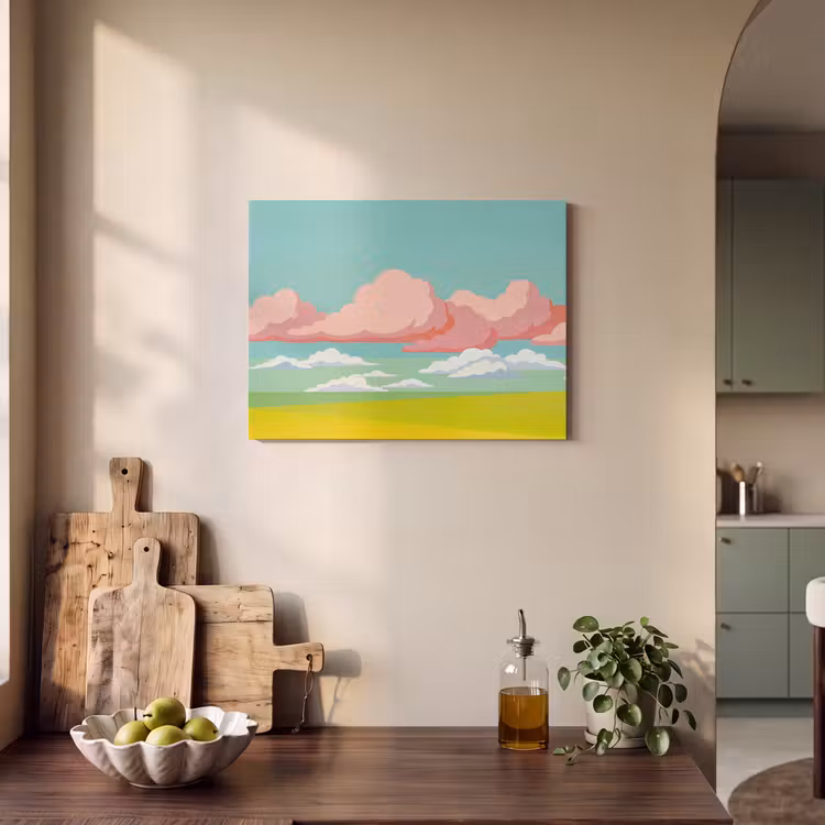 Wolken - Roze - Natuur - Modern - Pastel PET vilt klein -sfeer2