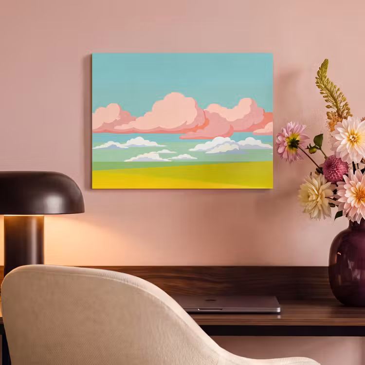 Wolken - Roze - Natuur - Modern - Pastel PET vilt klein -sfeer3