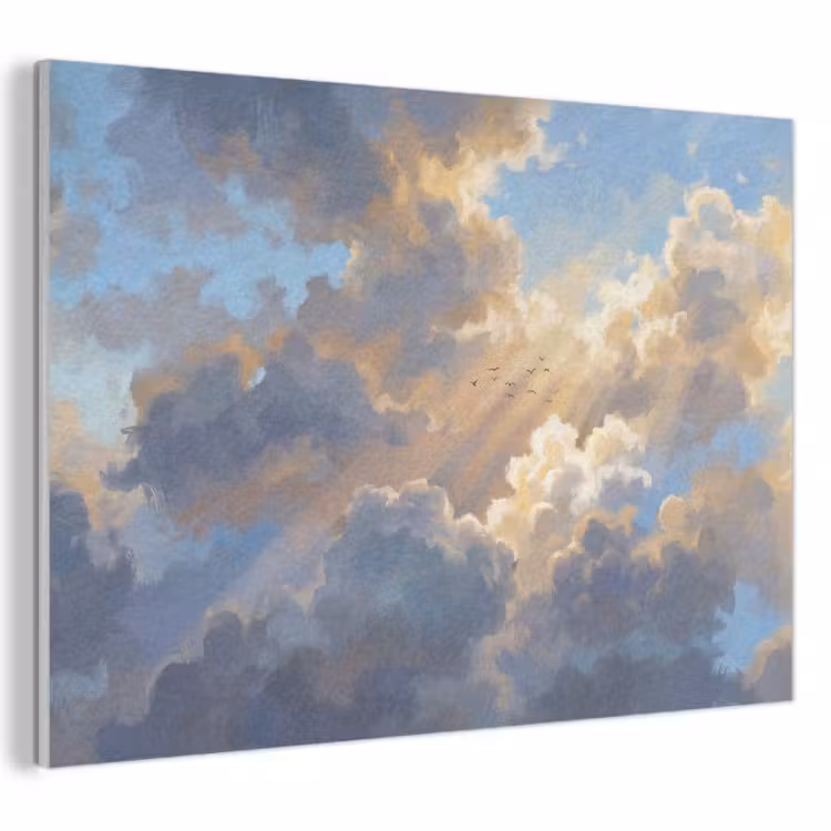 Wolken - Zonnestralen - Natuur - Abstract - Blauw PET vilt klein -3d