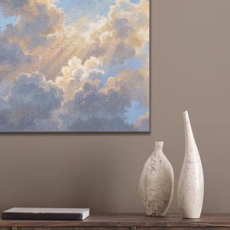 Wolken - Zonnestralen - Natuur - Abstract - Blauw PET vilt klein -sfeer6_closeup