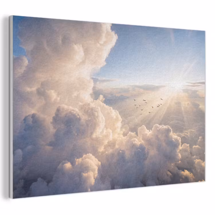 Wolken - Zonnestralen - Natuur - Wit PET vilt klein -3d