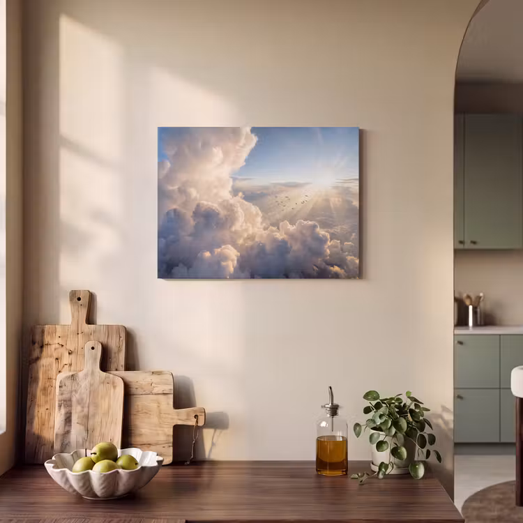Wolken - Zonnestralen - Natuur - Wit PET vilt klein -sfeer2
