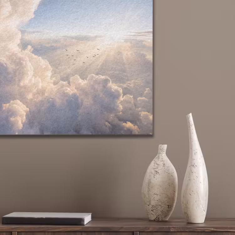 Wolken - Zonnestralen - Natuur - Wit PET vilt klein -sfeer6_closeup