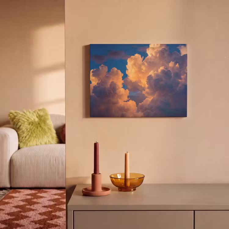 Wolken - Zonsondergang - Natuur - Oranje - Blauw PET vilt klein -sfeer1