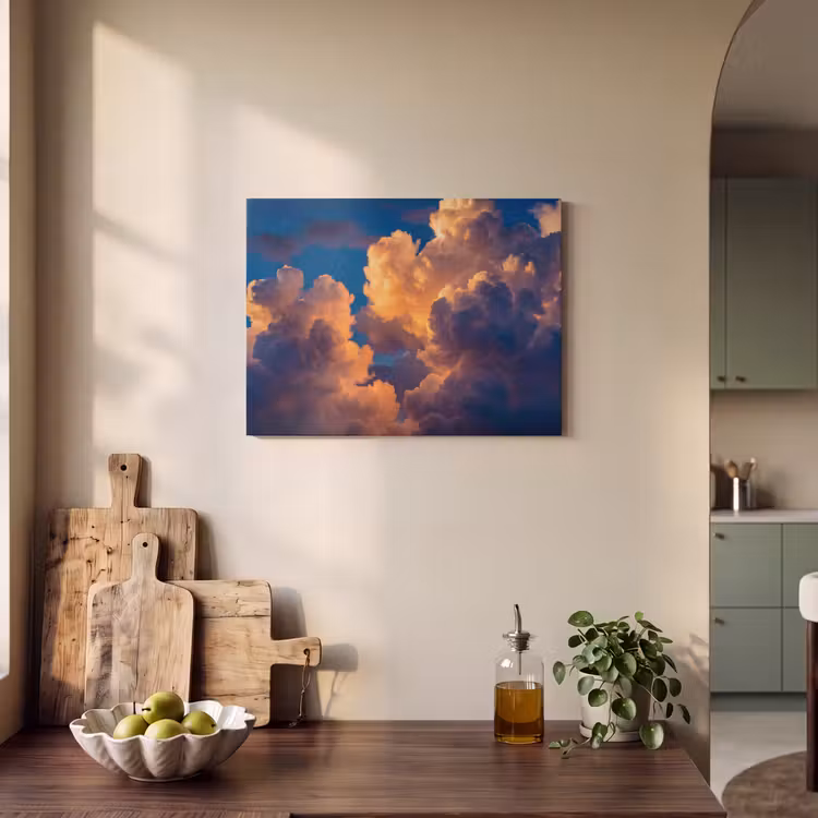 Wolken - Zonsondergang - Natuur - Oranje - Blauw PET vilt klein -sfeer2