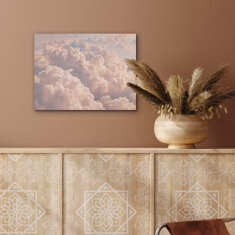 Wolken - Zonsondergang - Natuur - Pastel - Roze PET vilt klein -sfeer4
