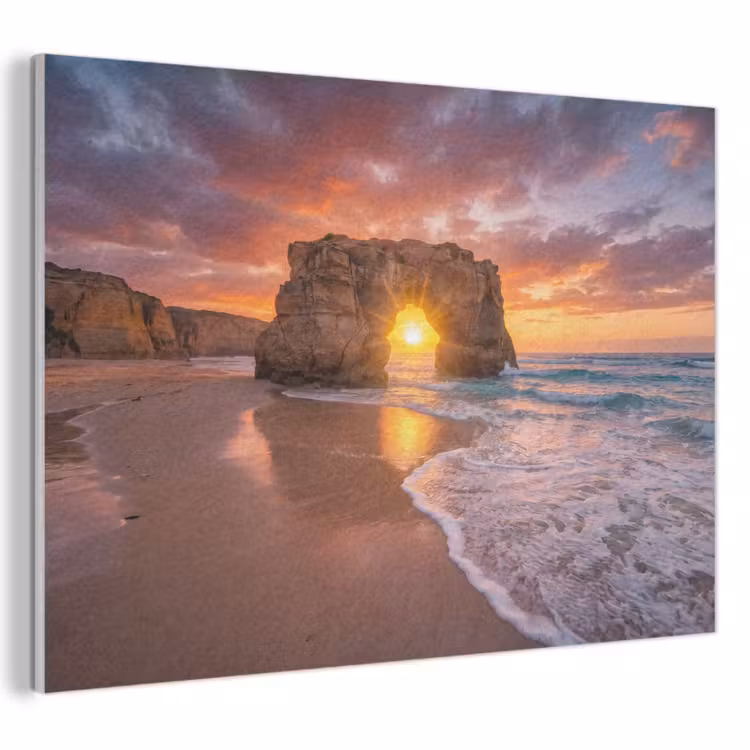 Kust - Rots - Zonsondergang - Zee - Natuur PET vilt klein -3d