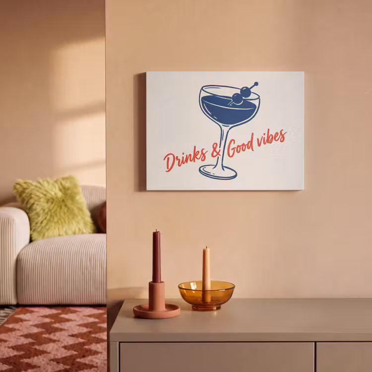 Cocktail - Glas - Illustratie - Blauw - Wit PET vilt klein -sfeer1