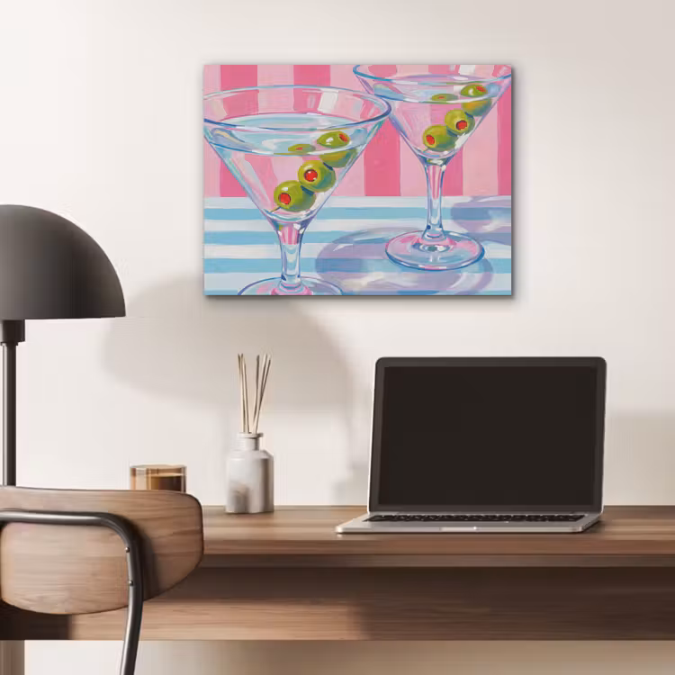 Cocktail - Olijven - Kunst - Modern - Roze PET vilt klein -sfeer5