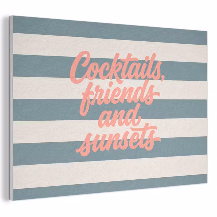 Cocktails - Strepen - Blauw - Koraal PET vilt klein -3d