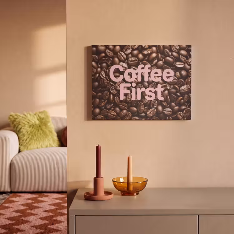 Coffee First - Koffiebonen - Roze PET vilt klein -sfeer1