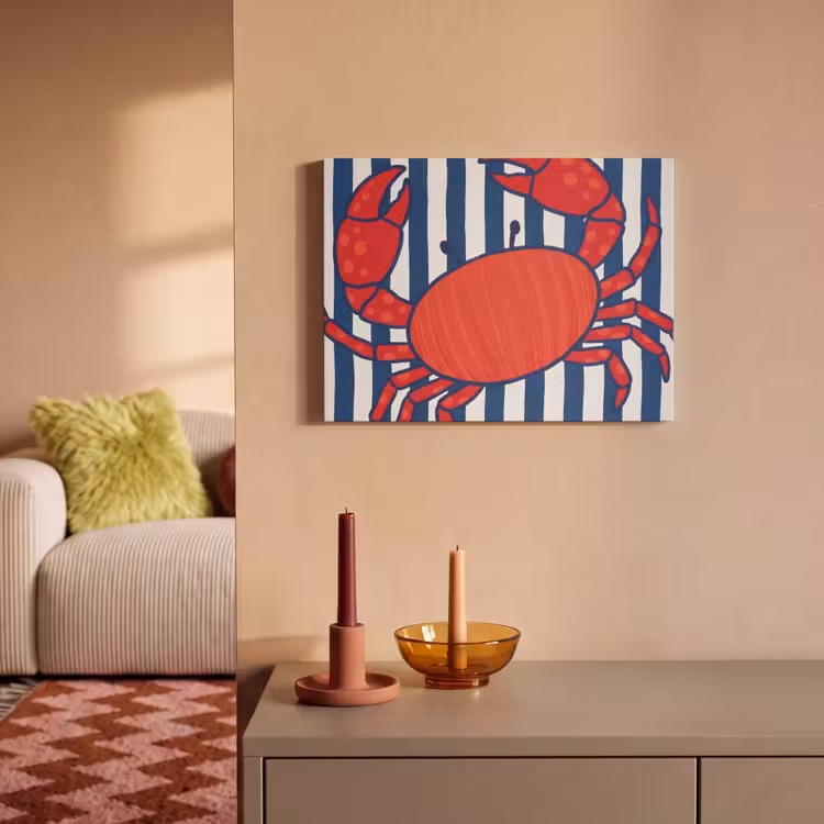 Krab - Strepen - Zeeleven - Illustratie - Rood PET vilt klein -sfeer1