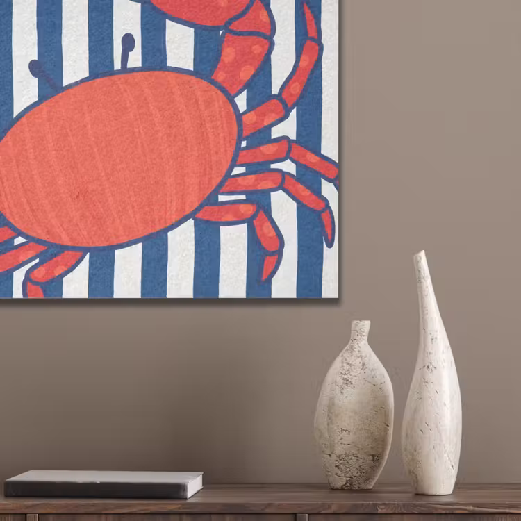 Krab - Strepen - Zeeleven - Illustratie - Rood PET vilt klein -sfeer6_closeup