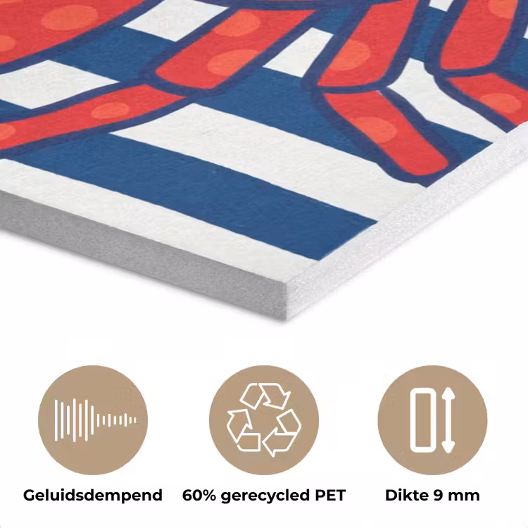 Krab - Strepen - Zeeleven - Illustratie - Rood PET vilt klein -closeup_NL