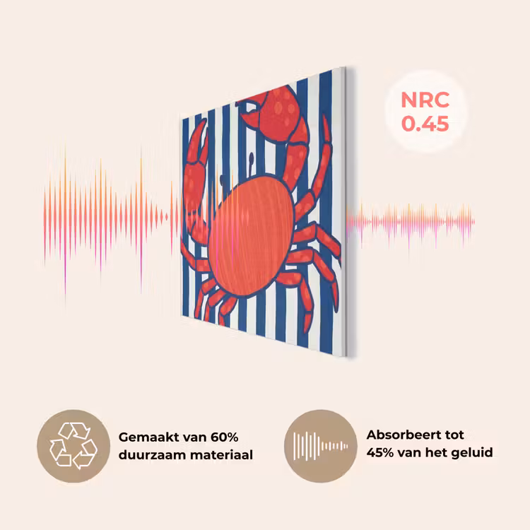 Krab - Strepen - Zeeleven - Illustratie - Rood PET vilt klein -USP_NL