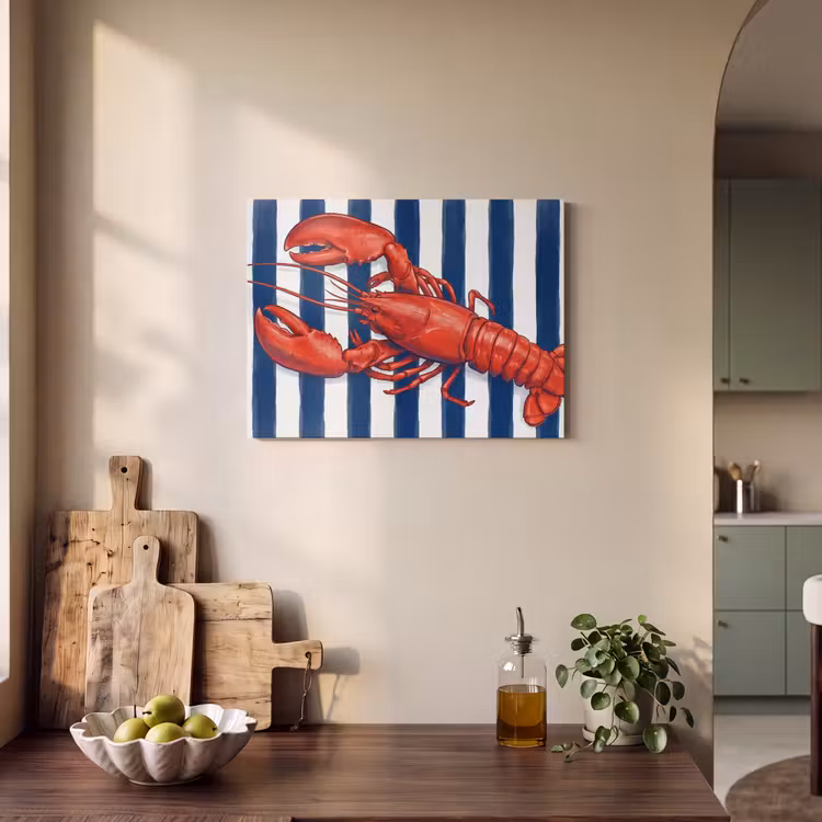 Schaaldier - Kreeft - Marine - Illustratie - Rood PET vilt klein -sfeer2