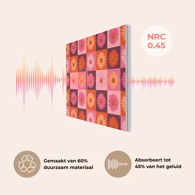 Madeliefjes - Dambord - Retro - Roze - Oranje PET vilt klein 837 -USP_NL