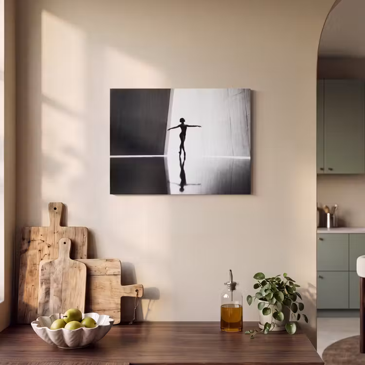 Danser - Silhouette - Kunst - Modern - Zwart-wit PET vilt klein -sfeer2