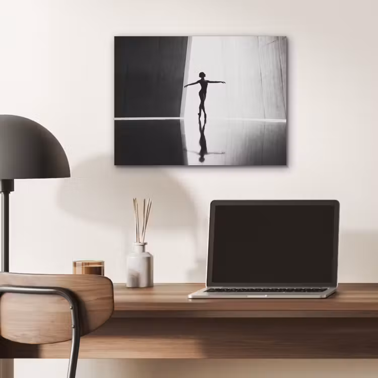 Danser - Silhouette - Kunst - Modern - Zwart-wit PET vilt klein -sfeer5