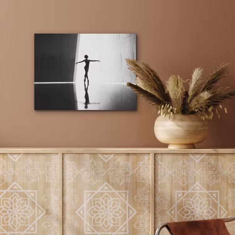 Danser - Silhouette - Kunst - Modern - Zwart-wit PET vilt klein -sfeer4