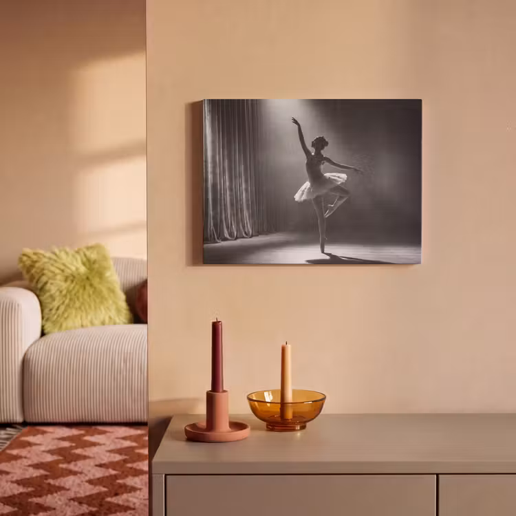 Danser - Podium - Zwart-wit - Kunst - Klassiek PET vilt klein -sfeer1