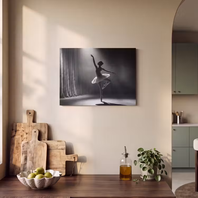 Danser - Podium - Zwart-wit - Kunst - Klassiek PET vilt klein -sfeer2