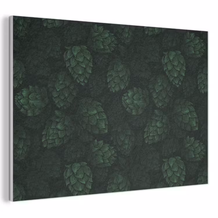 Donker - Groen - Hopbellen - Botanisch - Illustratie PET vilt klein 837 -3d